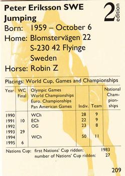 1995 Collect-A-Card Equestrian #209 Peter Eriksson / Robin Z Back